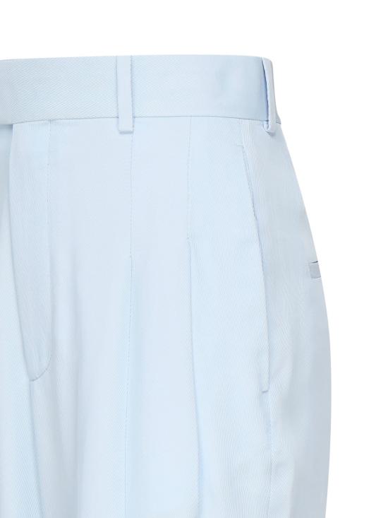  보테가베네타 스트레이트 팬츠 보테가 베네타 실크 및 비스코스 트윌 팬츠 블루 - BOTTEGA VENETA