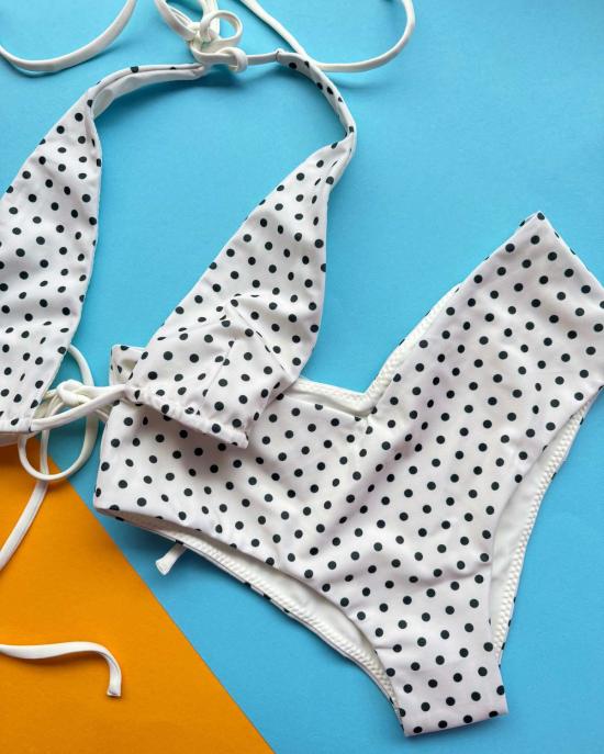  벨 안나 비키니 수영복 레이 치키 바텀 비키니 하의 화이트 도트 무늬 - BELLE ANNA