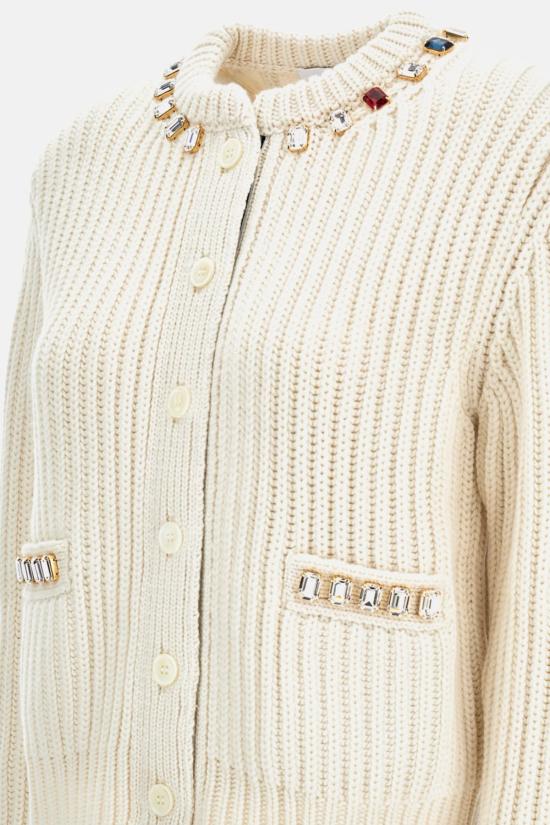  톰브라운 가디건 톰 브라운 크루넥  스와로브스키 크리스탈  크림 - THOM BROWNE