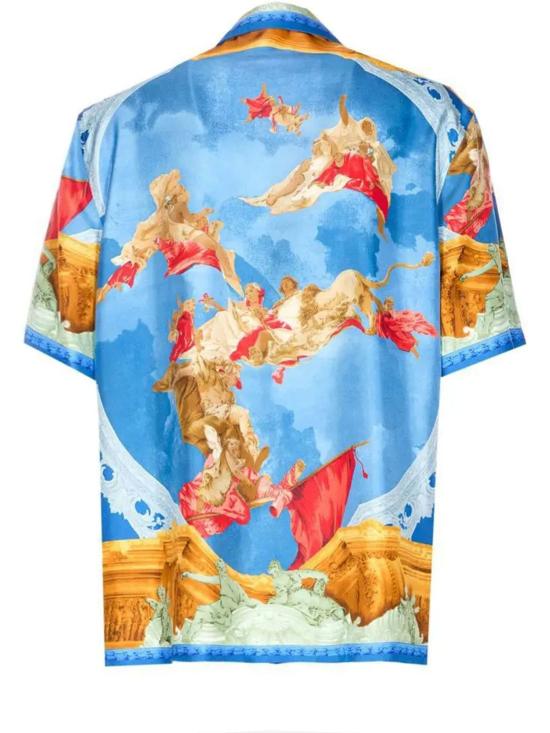  베르사체 반팔 셔츠 Versace Afresco 프린트 셔츠 레드 - VERSACE