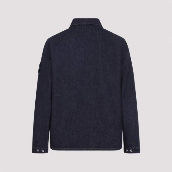  스톤 아일랜드 데님 자켓 코튼 셔츠 블루 린스 - STONE ISLAND