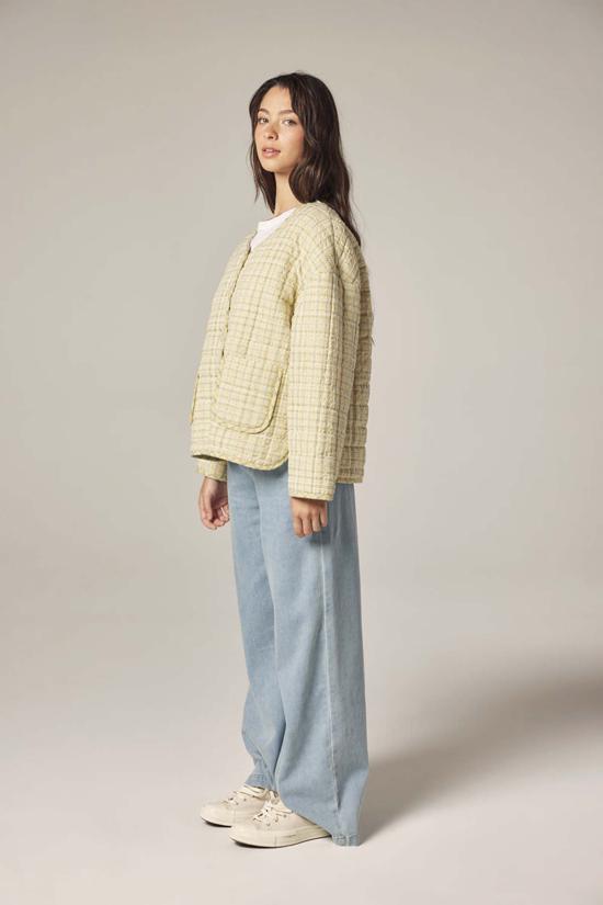  아멘테 봄버 자켓 아일렛 리버서블 퀼팅 재킷 크림/옐로우 - AMENTE