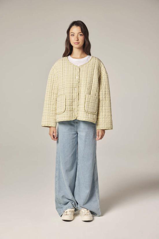  amente 봄버 자켓 아멘테 아일렛 리버서블 퀼팅 재킷 크림/옐로우 - OTHER BRANDS