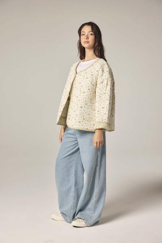  amente 봄버 자켓 아멘테 아일렛 리버서블 퀼팅 재킷 크림/옐로우 - OTHER BRANDS