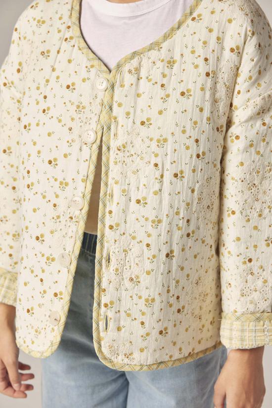  아멘테 봄버 자켓 아일렛 리버서블 퀼팅 재킷 크림/옐로우 - AMENTE