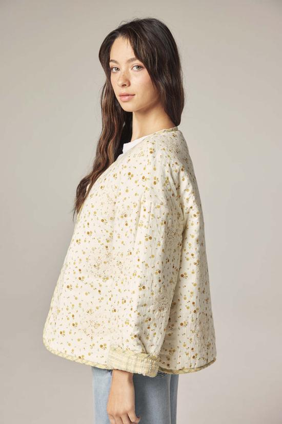  amente 봄버 자켓 아멘테 아일렛 리버서블 퀼팅 재킷 크림/옐로우 - OTHER BRANDS