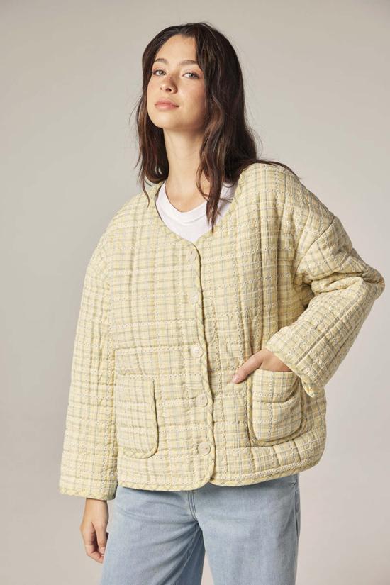  amente 봄버 자켓 아멘테 아일렛 리버서블 퀼팅 재킷 크림/옐로우 - OTHER BRANDS