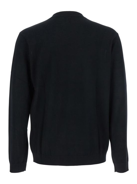  엠포리오 아르마니 스웨터 크루넥  (앞면에 로고 자수 장식, 블랙) - EMPORIO ARMANI