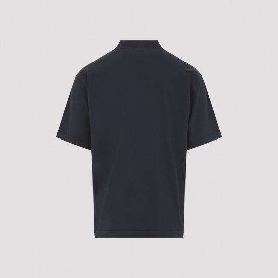  발렌시아가 반팔 티셔츠 미디엄 핏 티셔츠 워시드 블랙 - BALENCIAGA