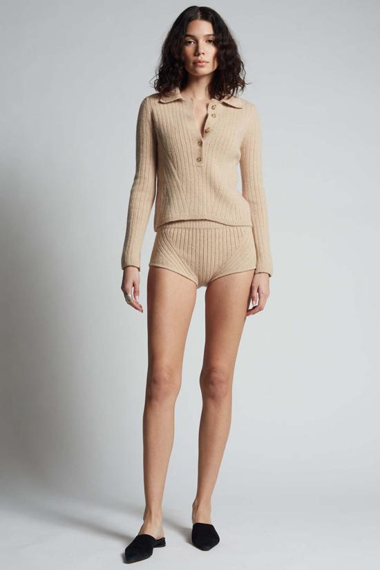  일레븐 식스 라운지 웨어 틸리 쇼트 팬츠 페일 카멜 - ELEVEN SIX