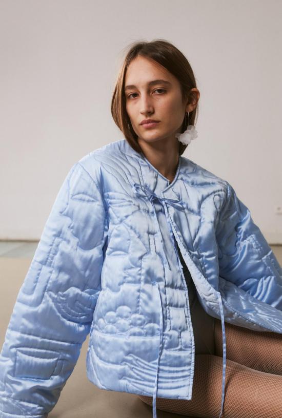  샘디 자켓 패딩 자수 재킷 베이비 블루 - SAEMDI