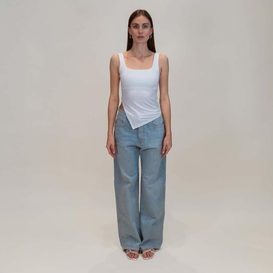  Determ; 민소매 티셔츠 콜라겐 비대칭 측면 슬릿 상단 결정 - OTHER BRANDS