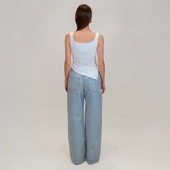  Determ; 민소매 티셔츠 콜라겐 비대칭 측면 슬릿 상단 결정 - OTHER BRANDS