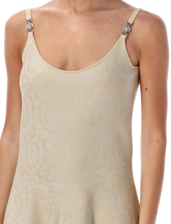  베르사체 숏 원피스 미니 드레스 바로코 니트 드레스 라이트 샌드 골드 - VERSACE