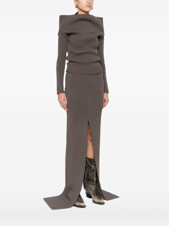  릭 오웬스 스웨터 오프숄더 골지 니트  그레이 - RICK OWENS