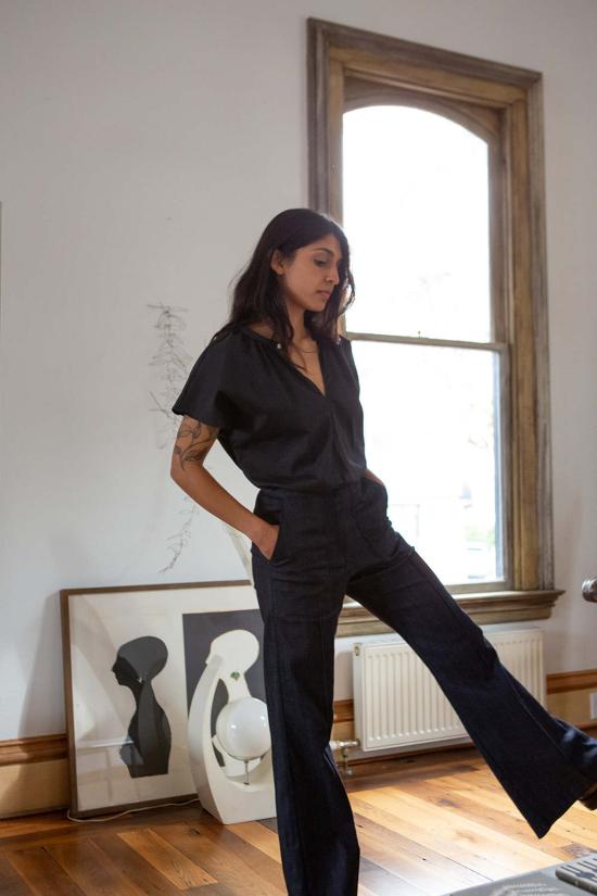  에리카 타노브 블라우스 에리카 타노프 패티 코튼  블랙 - ERICA TANOV