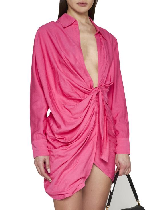  자크뮈스 미디 원피스 바히아 드레스 핑크 - JACQUEMUS