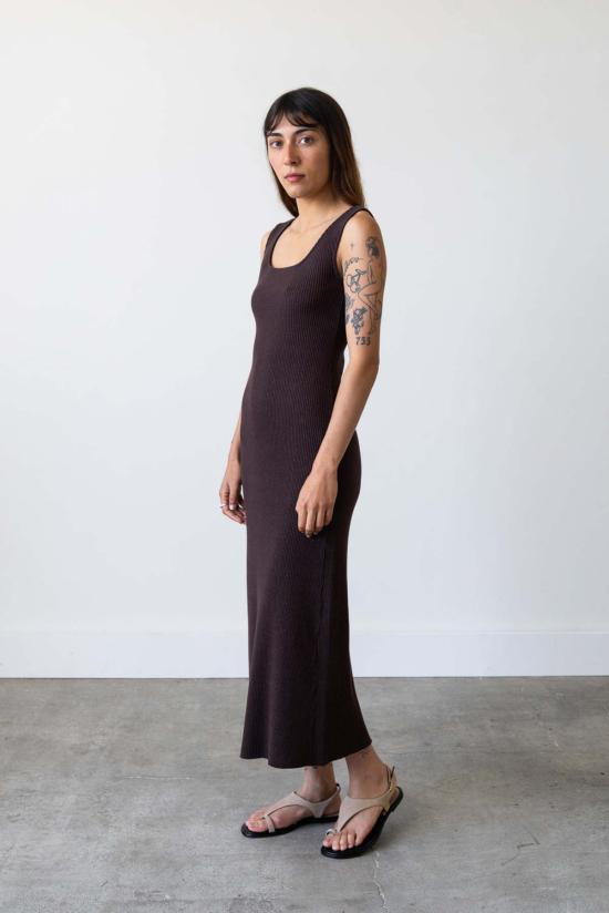  왈츠 롱 원피스 골지 니트 U넥 드레스 - WALTZ