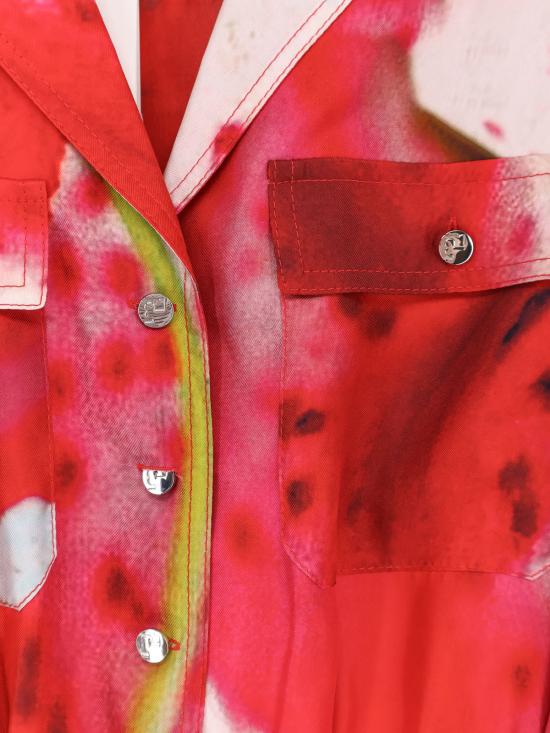  토리버치 롱 원피스 토리 버치 프린트 실크 셔츠 드레스 핑크 릴리 - TORY BURCH