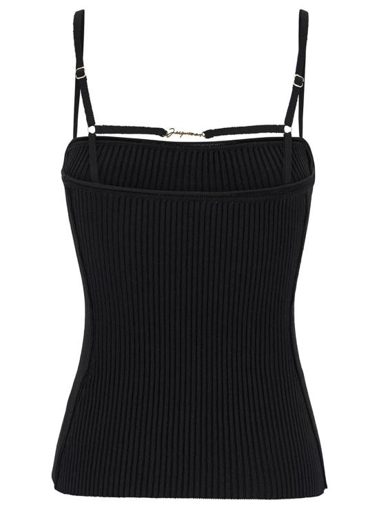  자크뮈스 민소매 티셔츠 리브드 싱글렛 탑 블랙 - JACQUEMUS