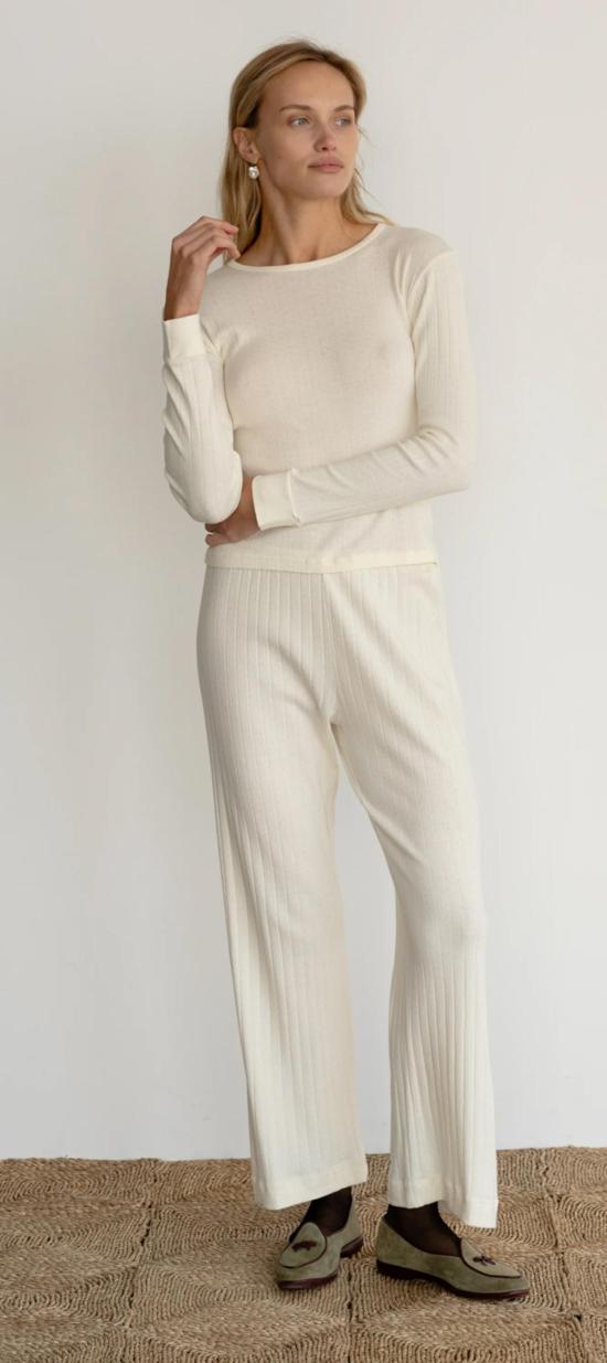  도니 긴팔 티셔츠 . 포인텔 롱슬리브 탑 크림 - DONNI.