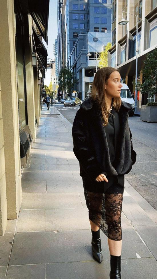  린제이 니콜라스 뉴욕 코트 린지 니콜라스 뉴욕 숏 인조 모피