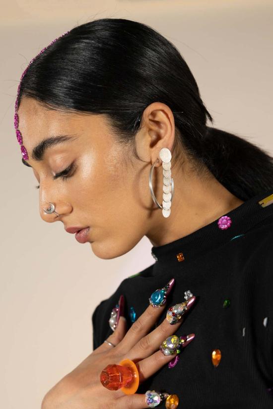  아바카시 블라우스 보석 장식 사리 - ABACAXI