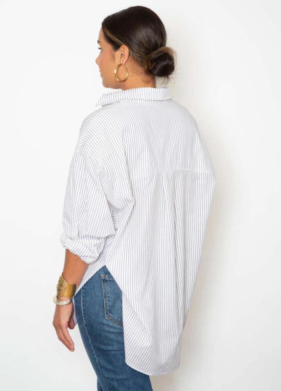  SBJ Austin 셔츠 Sbj 오스틴 엠마  블루 프린트/핀스트라이프/화이트 포플린 - SBJ AUSTIN