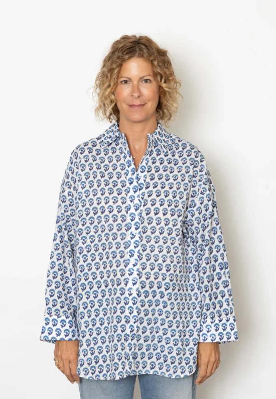  SBJ Austin 셔츠 Sbj 오스틴 엠마  블루 프린트/핀스트라이프/화이트 포플린 - SBJ AUSTIN