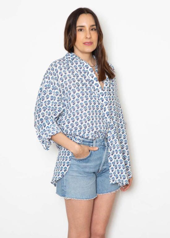  SBJ Austin 셔츠 Sbj 오스틴 엠마  블루 프린트/핀스트라이프/화이트 포플린 - SBJ AUSTIN