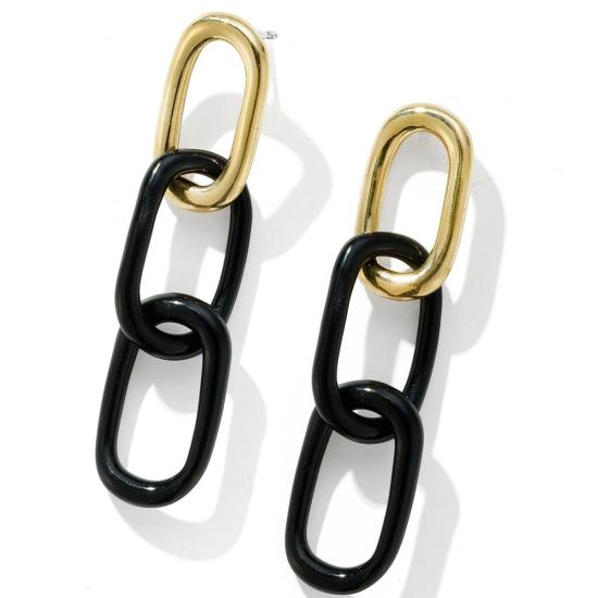  JANE D'ARENSBOURG 이어링 제인 다렌스버그 브라스 트리플 오벌 블랙 브라스/블랙 - OTHER BRANDS