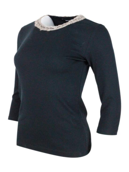  파비아나 필리피 반팔 티셔츠 티셔츠 블랙 - FABIANA FILIPPI