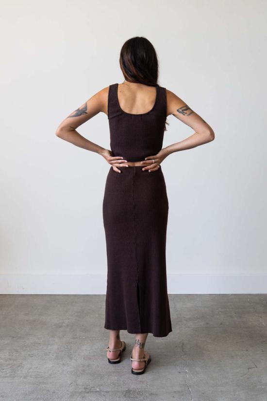  왈츠 미디 스커트 골지 니트 - WALTZ