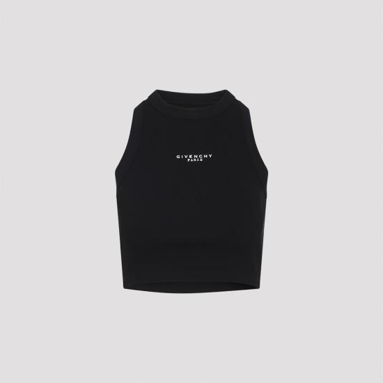  지방시 민소매 티셔츠 코튼 탑 블랙 - GIVENCHY