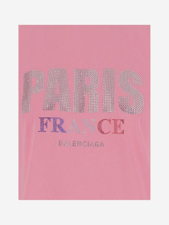  발렌시아가 반팔 티셔츠 코튼 티셔츠 핑크 - BALENCIAGA