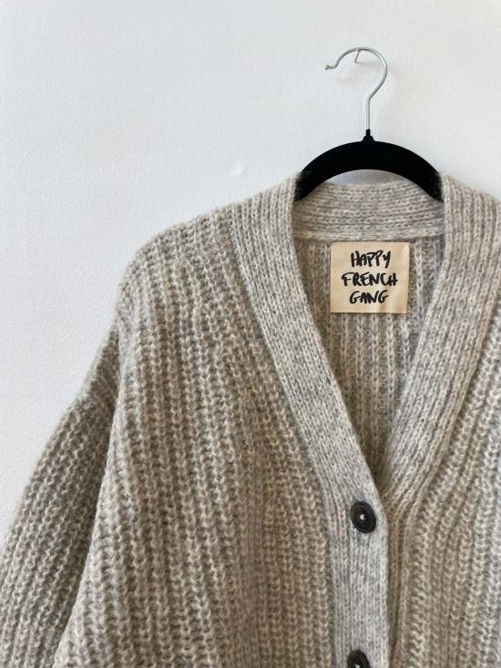  해피 프렌치 갱 가디건 가스통 염색 안 한 알파카  실버 - HAPPY FRENCH GANG