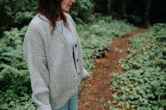  해피 프렌치 갱 가디건 가스통 염색 안 한 알파카  실버 - HAPPY FRENCH GANG