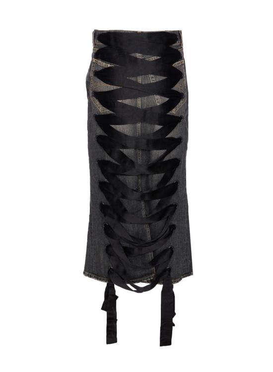 발렌시아가 데님 스커트 레이스업  그레이 - BALENCIAGA
