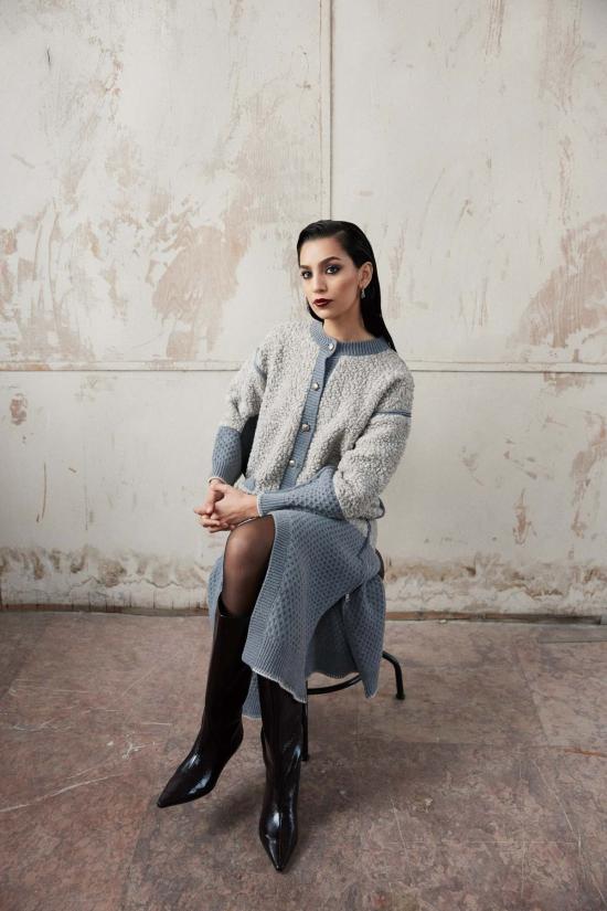  산티클레르 코트 산티클러 보이어 인조 모피 및 울 스웨터  헤더 그레이 - SANTICLER