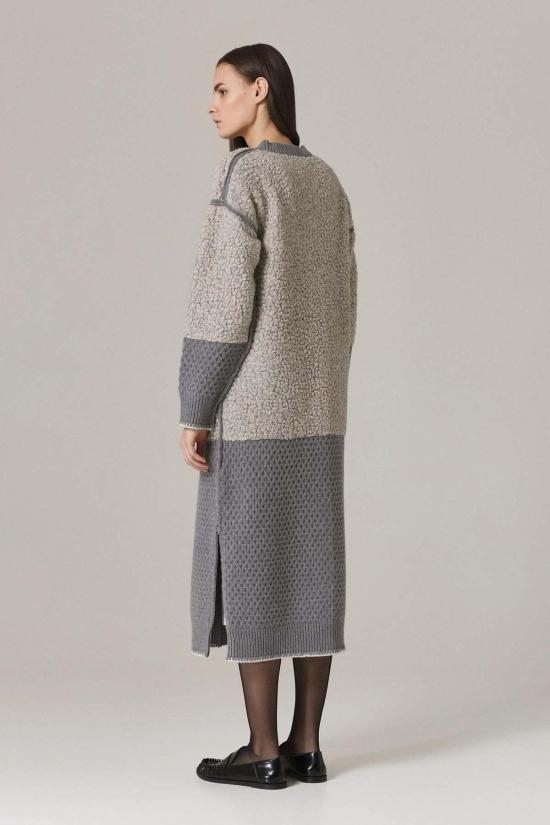  산티클레르 코트 산티클러 보이어 인조 모피 및 울 스웨터  헤더 그레이 - SANTICLER