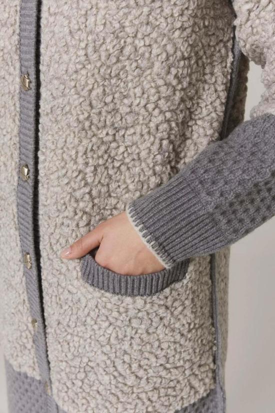  산티클레르 코트 산티클러 보이어 인조 모피 및 울 스웨터  헤더 그레이 - SANTICLER