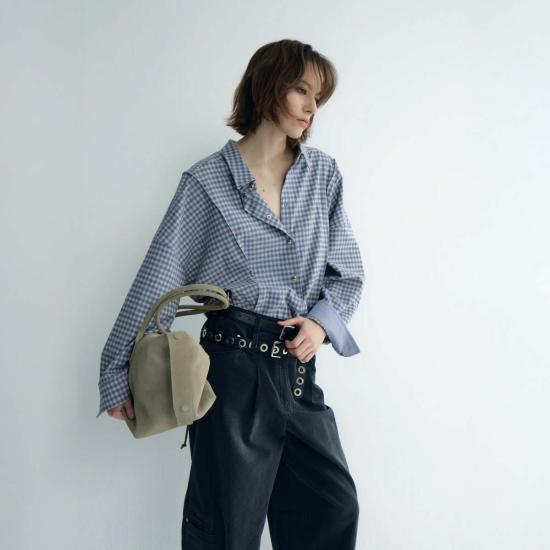  TIME 셔츠 타임 오버사이즈 체크 셔츠 블루 체크