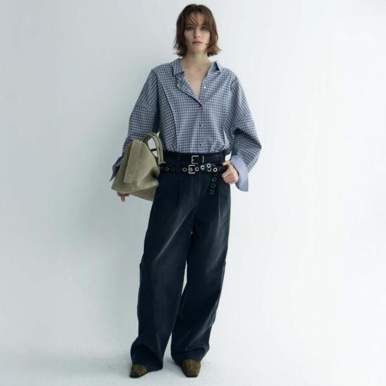  TIME 셔츠 타임 오버사이즈 체크 셔츠 블루 체크 - OTHER BRANDS