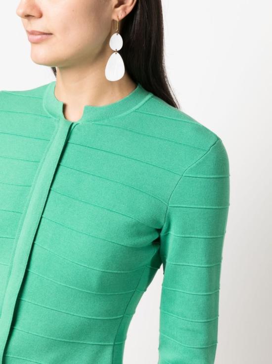  엠포리오 아르마니 가디건 라운드넥 골지  그린 - EMPORIO ARMANI