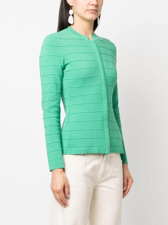  엠포리오 아르마니 가디건 라운드넥 골지  그린 - EMPORIO ARMANI