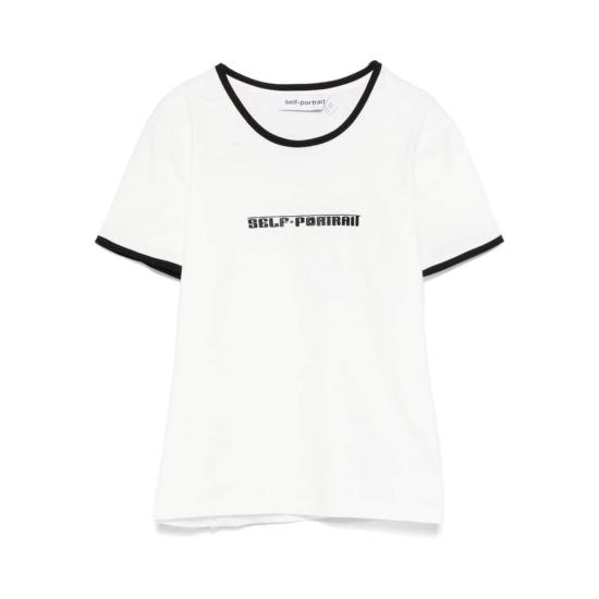  셀프 포트레이트 반팔 티셔츠 티셔츠 화이트