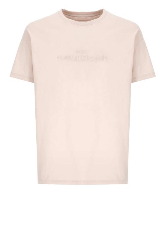  마르지엘라 반팔 티셔츠 메종  로고 자수 티셔츠 핑크