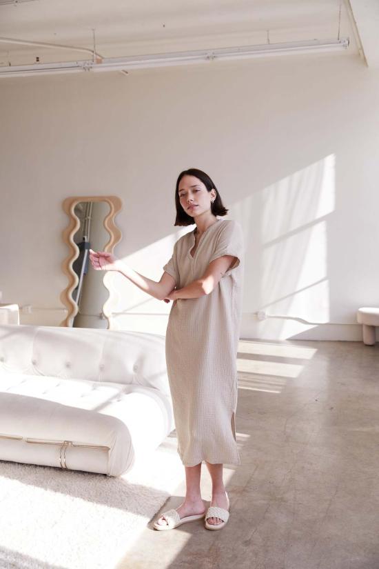  잇이즈웰 LA 롱 원피스 유기농 주름 거즈 드레스 - IT IS WELL L.A.