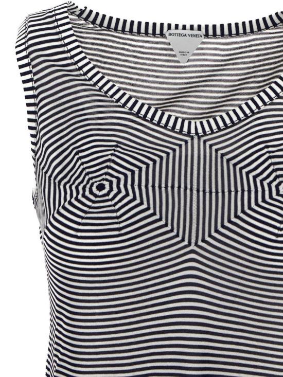  보테가베네타 블라우스 보테가 베네타 플루이드 비스코스 스트라이프 탑 네이비/화이트 - BOTTEGA VENETA