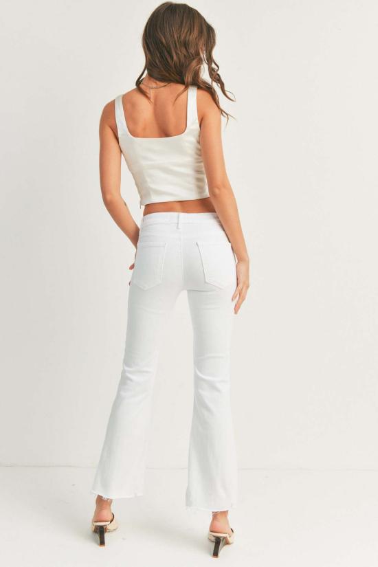  저스트 블랙 데님 데님 팬츠 프레이드 크롭 플레어 - JUST BLACK DENIM